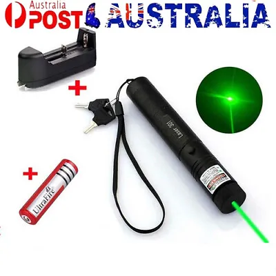 Laser Pointer Pen < 1MW 532nm Green Light Visible Beam Lazer + Battery + Charger • $18.98